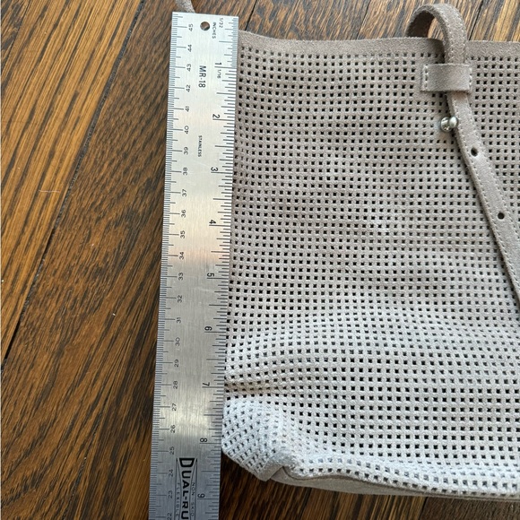Anthropologie leather crossbody purse / grey / super soft sueded - Picture 9 of 9